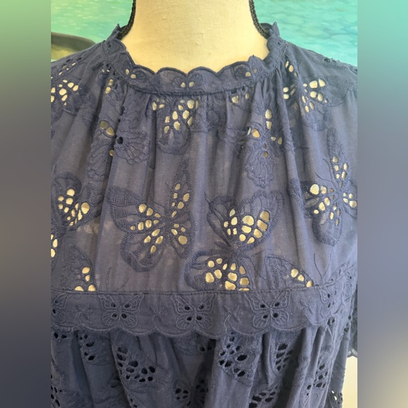 Kate Spade Butterfly Eyelit Dress Navy Size L - Picture 4 of 10